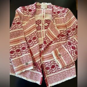 LOFT burgundy and white blazer